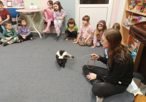 Dzieci słuchają informacji o skunksie.